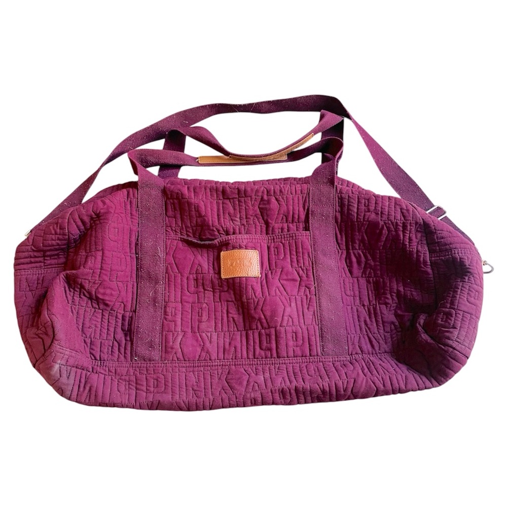 PINK Victoria’s Secret Burgundy Quilted Duffle Bag